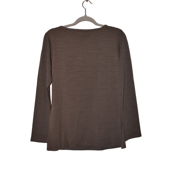 GO COUTURE NEW‎ $78 Long Sleeve Round Neck Rose Print Top Gray Large - Picture 2 of 3